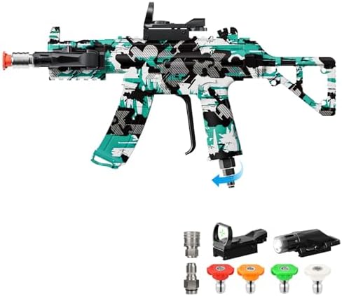 MP5S Pressure Washer Gun with Swivel - 3000 PSI High Pressure Spray Gun with 3/8" Quick Connect Plug Inlet, Foam Cannon Compatible Power Washer Handle for Car, Home & Outdoor Cleaning (Cyan) by AKMUNCLE