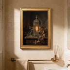 Gold Vintage Framed Lantern Wall Art, Moody Still Life Candle Print - Image 5