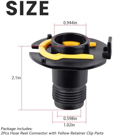 2Pcs Hose Reel Inlet Connectors with Yellow Retainer Clip Part - Image 3