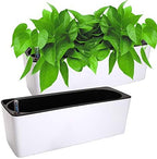 Fasmov 2 Pack Rectangle Self Watering Planter with Water Level Indicator, 16x 5.5 Inch Window Gardening Box, Decorative Planter Pot for All House Plants Flowers Herbs, Decorative Planter Pot by Fasmov