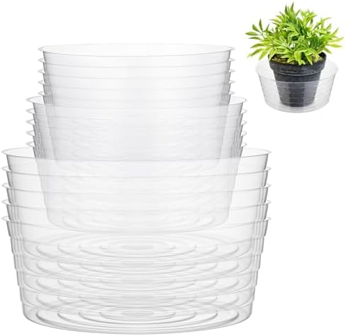 Hoolerry 15 Pcs Plastic Plant Saucer Clear Deep Tray, 10, 12, 14 Inch by Hoolerry