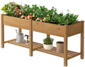 Raised Garden Bed Elevated Wood Planter Box with Shelf Garden Planter by PULIJIAJU