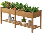 Raised Garden Bed Elevated Wood Planter Box with Shelf Garden Planter by PULIJIAJU