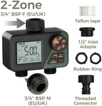 Garden Water Timer 3 Outlet for Garden Hose Programmable Automatic Irrigation Timer with Rain Delay Manual/Auto Mode(2 Zone-BSP) - Image 2
