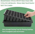RooTrimmer 5 Pack Seedling Starter Trays No Holes and 5 Pack 54 Cell Seed Starter Trays Extra Deep 2.8" - Heavy Duty Plastic Nursery Trays for Seed Germination & Plant Propagation (5 Sets) - Image 4