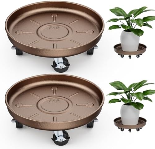 Plant Caddy With Wheels 12" Metal Plant Saucers for Indoors 310 Lb Capacity by PARSAGI