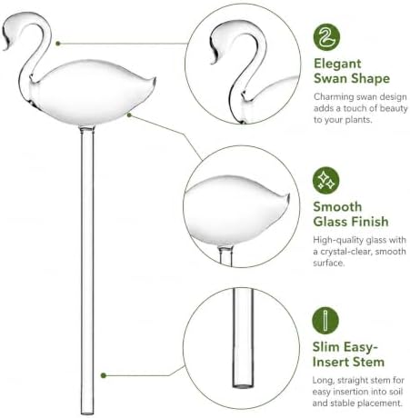 CATPAN 2 PCS Glass Swan Plant Watering Stakes, Self Watering Globes for Indoor Plants, 26 cm Automatic Watering Spikes for Houseplants, Succulents, Herbs and Flowers - Image 3