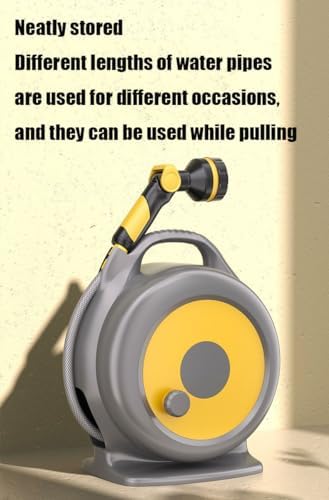 Retractable Garden Hose Reel with 9 Function Nozzle, Lockable Hose Storage Rack, 15m - Image 6