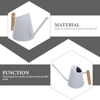 White Stainless Steel Watering Can 900ml with Wooden Handle - Image 7