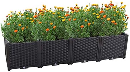 Hershii Rectangular Deepened Garden Raised Bed Kits Plastic Plant Containers Indoor Outdoor Vegetables Herbs Flowers Growing Planter Box - Black - 61.41 X 15.35 X 14.96 Inches by FineLivingStartingwithaHome