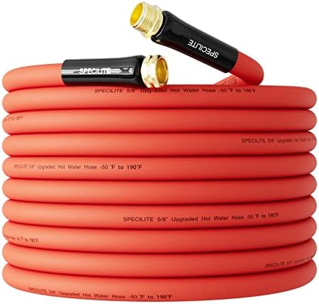SPECILITE 5/8" x 50 ft Hot/Cold Water Hose + Garden Hose Adapter, Red, Rubber and Polymer, Garden Hose, Water Hose, 1 Pack - Image 2