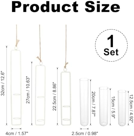 METALLIXITY Hanging Clear Glass Hydroponic Plant Propagation Tube Vase 3Pcs - Image 2
