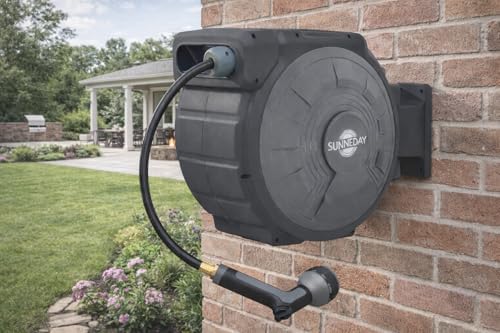 Sunneday TW-30B 100ft Retractable Hose Reel 5/8 | Automatic Retractable w/Wall Mount | Easy to Assemble Reel w/Flexible Swivel Mount (100 5/8) - Image 4