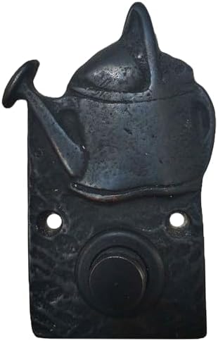 Brass Watering Can Doorbell Button,Wired Wall-Mounted Door Bell Push,Antique Vintage Decorative Entry Door Hardware (Black Oxide) by Anatolica