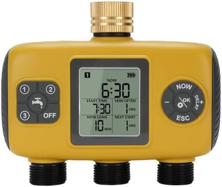 Asixxsix Sprinkler Timer, 3 Zone Independent Programmable with Rain Delay Automatic Watering System, Garden Hose Timer with 3 4in Brass Inlet for Garden Irrigation - Image 4