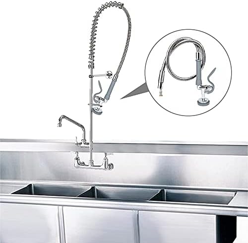 COOLWEST Pre-Rinse Spray Valve with Hose 44 Inch Stainless Commercial Hose with Sprayer Nozzle Head Replacement Kit for Commercial Kitchen Sink Faucet - Image 2