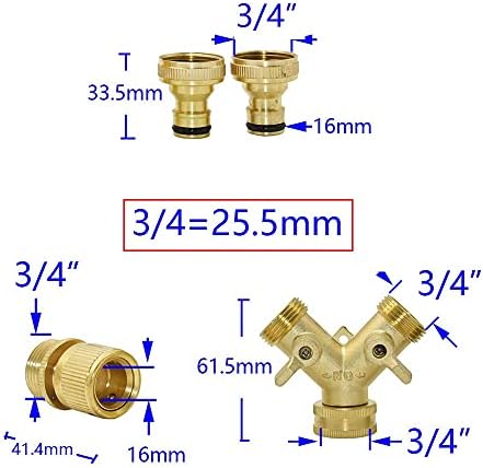 Plumbing Fittings Ball Valve Hose Connectors Brass Female 3/4" to 2-Way Tap 5/8" Nipple Water Splitter Male Y Garden Quick Connector Irrigation 1pcs (Color : Style(Style D) - Image 2