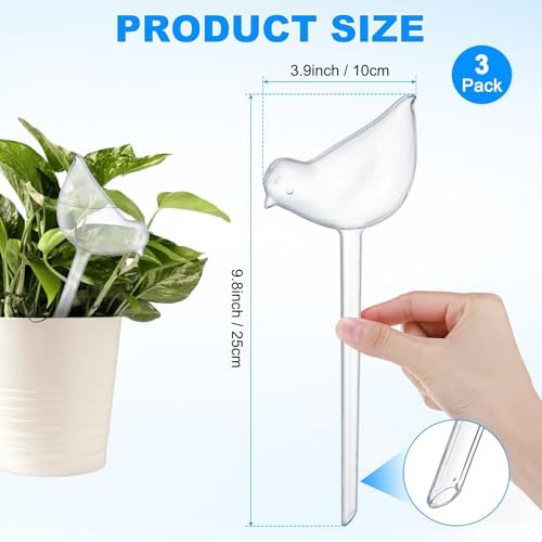 M METERXITY 3-Pack Plant Watering Globes, 9.8 Inch Plastic Bird Shape Self Watering Planter Insert for Indoor/Outdoor Pots, Self Water Devices Decorative Garden Stake [Transparent] - Image 3
