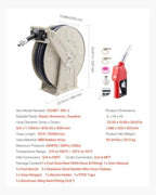 VEVOR Fuel Hose Reel, 3/4 inch x 50 ft Retractable, Spring Driven Auto Swivel Rewind, 300 PSI, Heavy-Duty Carbon Steel Construction with Industrial Grade Rubber Hose, for Diesel Fuel, Kerosene - Image 7