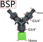 3/4 Thread Y Garden Tap 2-Way Hose Splitter with Nipple Quick Connector Irrigation Valve Garden Water Pipe Adapter 1Pcs (Color : European thread-03) - Image 2