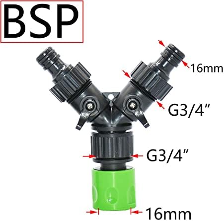 3/4 Thread Y Garden Tap 2-Way Hose Splitter with Nipple Quick Connector Irrigation Valve Garden Water Pipe Adapter 1Pcs (Color : European thread-03) - Image 2