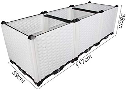 Hershii Garden Raised Bed Kits Rectangular Plastic Deepened Plant Containers Indoor Outdoor Vegetables Herbs Flowers Growing Planter Box - White - 46.06 X 15.35 X 14.96 Inches - Image 2