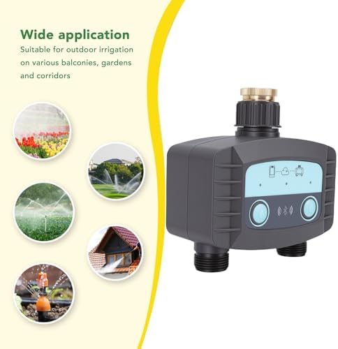 Water Timer,2 Zone Smart Irrigation Timer Water Valve Controller with Brass Inlet Outlet for Outside Patio Garden Beaches Lawn Yard, Hose Sprinkler, 500 to 1700Lh - Image 4
