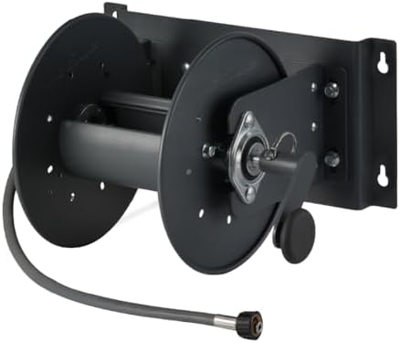 Active Hose Reel for Pressure Washer Hoses with 3/8” Female QC Adapter, 100ft Pressure Washer Hoses (3/8” or 5/16”). Included 2 ft jumper hose & M22-14mm adapter, 16” stud spacing mounting bracket by ActiveProducts%E2%84%A2