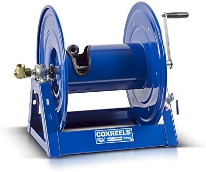 Coxreels 1125-5-100 Hand Crank Steel Hose Reel, 1125 Series – ¾" x 100', 3,000 PSI - Heavy Duty All Welded Steel A Frame - Adjustable Tension Break – Made in The USA, Blue by Coxreels