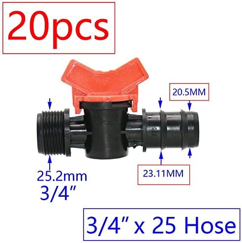 20pcs Drip Irrigation Mini Valve 4/7 3/8/10/12/16/20 /25mm Pipe Garden Tap 1/2 quot; 3/4 Male Thread Water Hose Barb Connector(Q) - Image 2