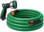 25 ft Kink Free Garden Hose with 10-Pattern Spray Nozzle – Kink Free, UV-Resistant, All-Weather Hose with Brass Fittings, One-Handed Thumb Control & Rubberized Grip by Unknown