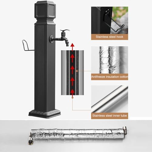 Stainless Steel Garden Tap Extender with Spray Gun, Freestanding Antifreeze Faucet, Durable Hose Hanger Spigot Post for Outdoor Watering Solutions - Image 3