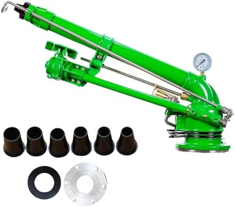 Rotary Large-Area Watering Sprayer, 2'' Farm Irrigation Sprinkler with 6 Replacement Nozzle, Range Radius 28-60m and Spray Angle 360° Adjustable, Long Service Life, for Farms, Orchards, Wheat by Unknown