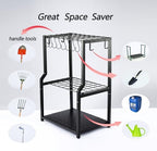YueTong Garden Tool Organizer Heavy Duty,Yard Tool Tower Rack,Garage Storage Organization for Long Handle Tools,Rake,Brooms,Extra Hooks for Small Shovel,Shear.All Metal,Free Standing. - Image 4