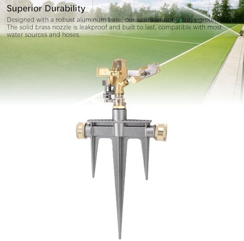 Buachois Garden Sprinkler, 360 Degree Rotating Brass Nozzle Sprinkler with 49FT Spray Distance, 3/4 in NH Spike Base for Yard Orchard Lawn Irrigation - Image 2