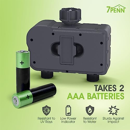 7Penn 2 Zone Water Timer - Programmable Outdoor Irrigation System - Black - Image 7