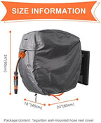 Garden Wall Mounted Retractable Hose Reel Cover, 450D Oxford Polyester Coated Tarp, 100% Waterproof Sunscreen Hose Reel Cover, for:Giraffe tools,Ayleid,Gardena and More.grey,24"L x18"Wx24H" - Image 3