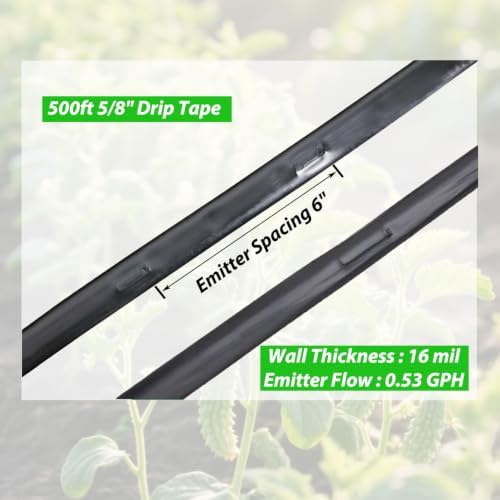 500ft 5/8 Inch Drip Tape 6" Spacing Roll 16 Mil Irrigation Hose Garden Watering Tube Line Automatic Equipment for Garden Irrigation System Flower Patio Lawn Hose - Image 3