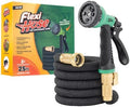 Flexi Hose with 8 Function Nozzle, 25FT - Lightweight Expandable Garden Hose, No-Kink Flexibility, 3/4 Inch Solid Brass Fittings and Double Latex Core by FlexiHose