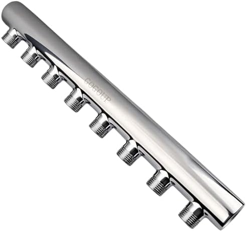 304 Stainless Steel 8-Port Manifold Splitter – 8 ways 25 Bar Pressure Rated for Drinking Water, Oil/Gas, Brewery, Cooling Systems, Polished Open by GOGOUP