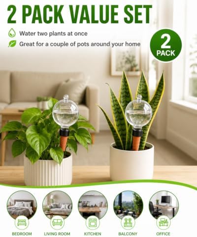 2 Pack Extra Large Plant Self Watering Globes, 26oz Automatic Waterer Bulbs - Image 3