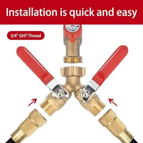 2 Way Hose Bib Splitter Made of Solid Brass with Dual Independent Shut Off Valves 3/4 GHT for Garden Hose Outdoor Faucet Spigot Water Line Diverter and Connector - Image 2