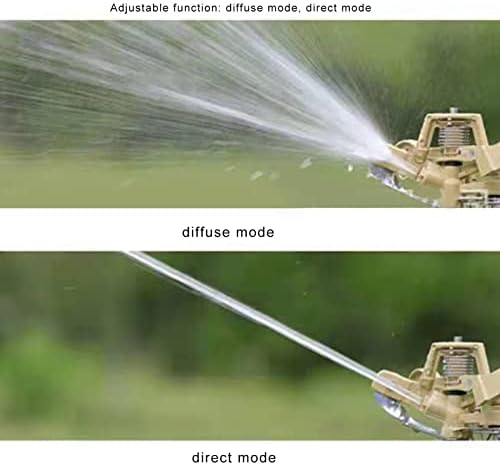 Zinc Alloy Impact Sprinkler, with Spike Base, Adjustable 15 to 360 Degree Automatic Rotating, with Diffuse Mode and Direct Mode, for 3000 sq ft Large Area Coverage Lawn Patio Garden - Image 5