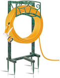 Garden Hose Holder, Heavy Duty Metal Water Hose Holders Hose Stand with 5 Spikes, Freestanding Hose Storage Rack Hose Hanger Holds 150ft Hose for Outside Yard Lawn Garden Decor (Retro Green) by Gouisalin
