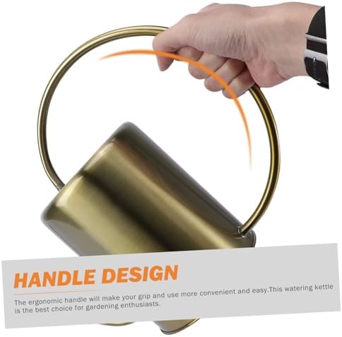 Stainless Steel Watering Can with Long Spout Rust-Resistant Simple Watering Kettle for Indoor and Outdoor Plants in Classic Golden Color for Garden and Home Use - Image 7