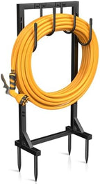 Garden Hose Holder Reel, Upgraded Metal Hose Reels Holds 150ft Hose with 4 Large hooks, Heavy Duty Freestanding Water Hose Holders, Detachable Hose Storage Hanger for Outside by Yumatum