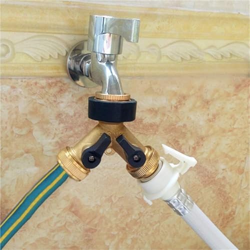 Garden Hose Splitter Hose Splitter Multi-Tap Connector 2 Way Garden Water Adaptor Y-Way Distributor Faucet Independent(Brass 2pcs) - Image 6