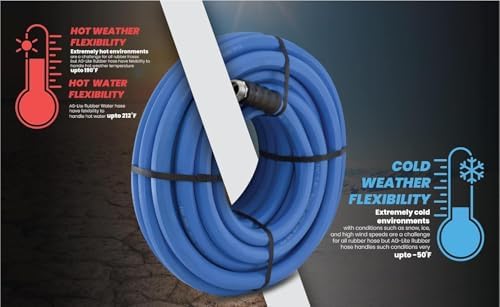 AG-Lite AL3425 3/4" x 25' Rubber Garden Hose with Brass Fittings - Image 6