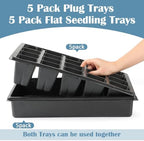 RooTrimmer 2.5 inch Square Pots 3.5 inch Deep 20 Cell Seedling Trays with Water Collection Nursery Trays (15"x11"x3") for Seeds Starting and Transplanting(5 Sets) - Image 3