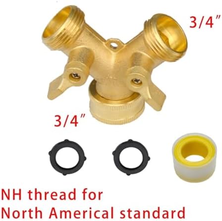 Heavy Duty Brass 1-2-4 way Splitter Garden Hose Hexagonal Connector with Comfortable Grip Shut Off Valves Adapter for Water Tap(2 Way USA) - Image 2